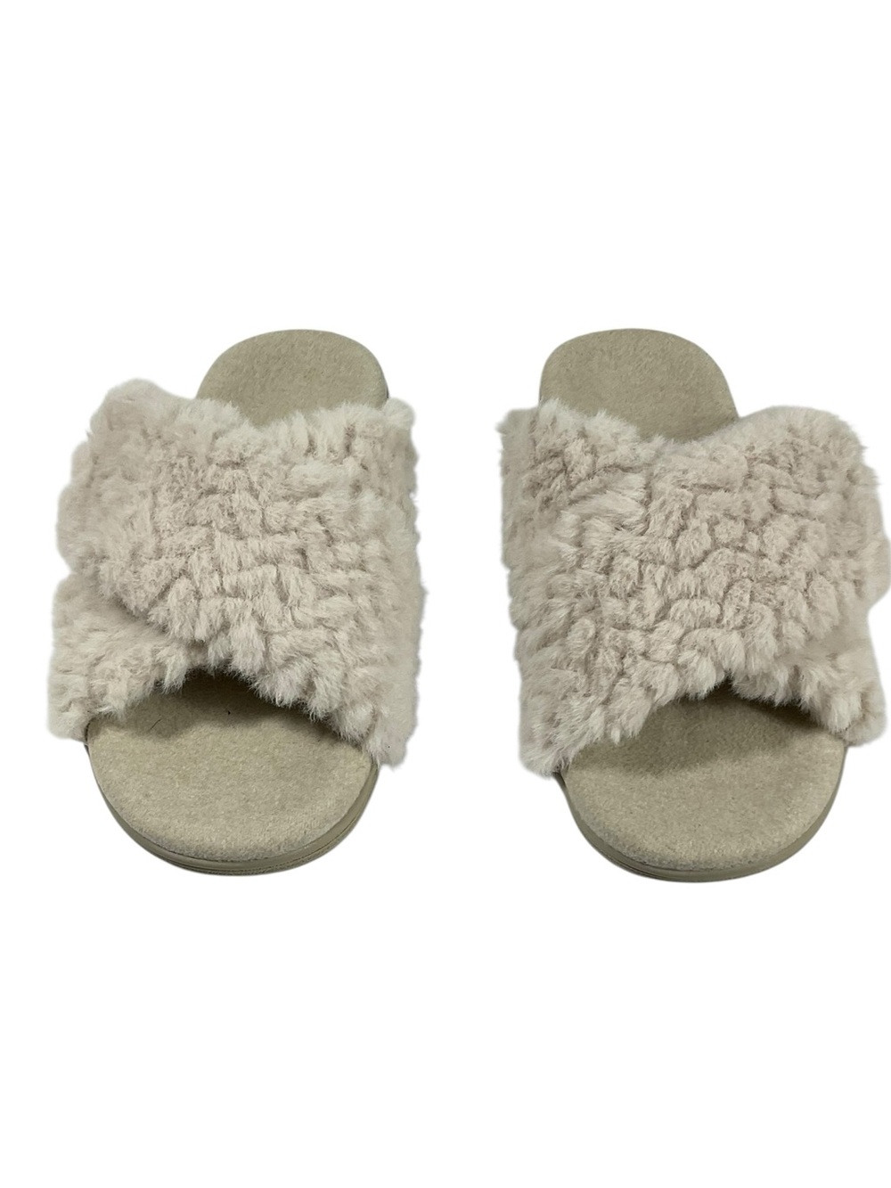 Vionic Relax II Cream Shearling Faux Fur Slide Slippers Size 7 Comfort - Picture 3 of 7